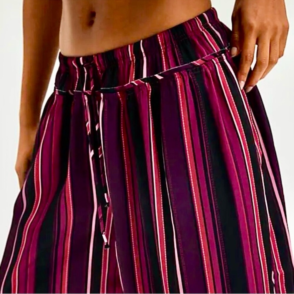 Free People Wide Leg Striped Lounge Pants in Plum Multi - Picture 3 of 8